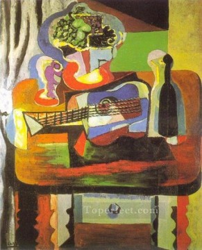  picasso - Glass bouquet guitar bottle 1919 cubist Pablo Picasso